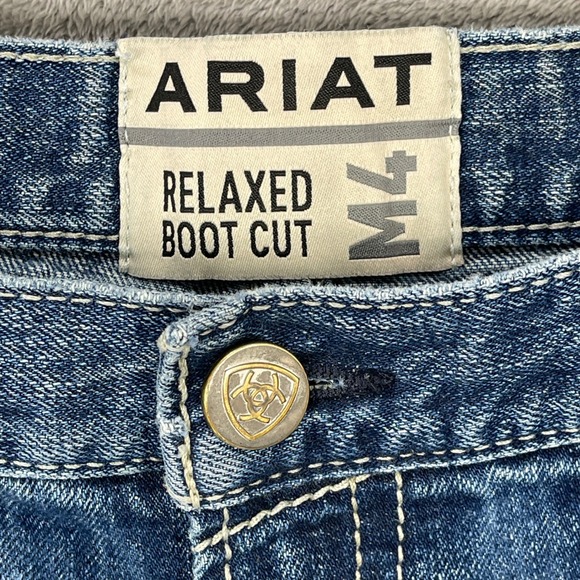 Ariat Mens M4 Relaxed Boot Cut Jean 36x32 Thrashed Western Distress Work Denim - Picture 6 of 15